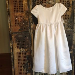 Strasburg White Satin Beaded Formal Flower Girl 1st Communion Dress Size 7+